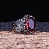 Kırmızı Zirkon Taşlı  Gümüş Yüzük thumbnail 3