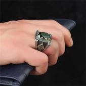 Yeşil Topaz Taşlı  Gümüş Erkek Yüzük thumbnail 3