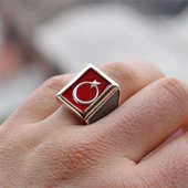 Mineli Ay Yıldızlı 925 Gümüş Yüzük thumbnail 5