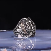 Pençeli Adalet Terazisi Motifli  Gümüş Erkek Yüzük thumbnail 2