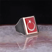 Mineli Ay Yıldızlı 925 Gümüş Yüzük thumbnail 4