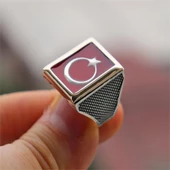 Mineli Ay Yıldızlı 925 Gümüş Yüzük thumbnail 6