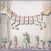 Unicorn Temalı 3D Happy Birthday Banner - 2