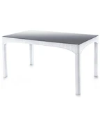 Omnipazar SY-2589 Beyaz Rattan Temperli Kapalı Camlı Masa Dikdörtgen 05323 - 1