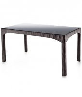 Omnipazar SY-2589 Kahverengi Rattan Temperli Kapalı Camlı Masa Dikdörtgen 03051 - 1