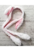 NETAVANTAJ Işıklı Hareketli Oynar Tavşan Kulaklı Peluş Taç Beyaz - 1