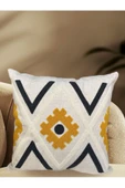 NETAVANTAJ Luxury Desenli Keten Kumaş Nakışlı 1 Adet Kırlent Kılıfı - 1