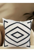 NETAVANTAJ Geometrik Desenli Keten Kumaş Nakışlı 1 Adet Kırlent Kılı - 1