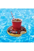NETAVANTAJ Isırılmış Donut Desenli Havuz Deniz Şişme Bardak Tutucu Float Bar Kahverengi - 1