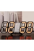 NETAVANTAJ 3d Led Dijital Alarm Termometre Takvim Özellikli Masa Duvar Saati Turuncu - 1