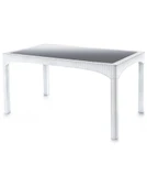 Omnipazar SY-2586 Beyaz Rattan Temperli Camlı Masa Dikdörtgen 88171 - 1