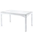 Omnipazar SY-2587 Beyaz Rattan Dikdörtgen Kapalı Masa 44177 - 1