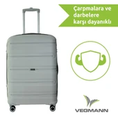 Vegmann Polipropilen (PP) Atlas Gri Büyük Boy Valiz thumbnail 2