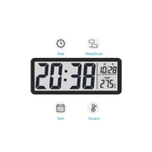 Alfalink LCD Ekran Dijital Duvar Saati USB Pilli 20x8cm Zaman Sıcaklık Tarih - 4
