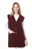 Kadın Yün Kışlık Anne Uzun Triko Yelek - 10