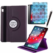 Apple iPad Pro 3 12.9 inç 3 Nesil Uyumlu Kılıf Ekran Koruyucu Ve Kalem Set Mor thumbnail 1