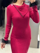Triko fermuarlı Elbise - 4