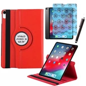 Apple iPad Pro 3 12.9 inç 3 Nesil Uyumlu Kılıf Ekran Koruyucu Ve Kalem Set Kırmızı thumbnail 1