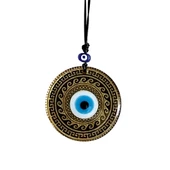 Altın varaklı  Nazar boncuklu Füzyon cam El İşçiliği 12x12 cm Duvar Süsü Nazarlık Hediyelik Eşya thumbnail 2