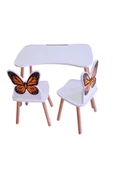 Çocuk Aktivite 1 Masa 2 Sandalye Takımı 4-12 Yaş KELEBEKLİ ( liva ahşap ) - 7