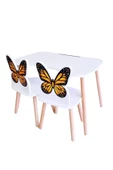 Çocuk Aktivite 1 Masa 2 Sandalye Takımı 4-12 Yaş KELEBEKLİ ( liva ahşap ) - 5