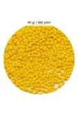 Sarı Renk 4 mm Yaklaşık 660 adet / 60 gram Cam Boncuk Oya Yazma Bileklik ve Kolye - 1
