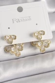 Pirinç Gold Renk Zirkon Taşlı Damla Model Kadın Küpe - TJ-BKP9939 - 1