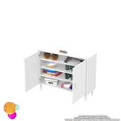 Modilayn SÖKE 95x75x32, 5 cm’ lik Küçük Alanlar İçin Akıllı Çözümler 2 Kapaklı 4 Göz Raf Dolap - 6