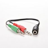 3.5 mm Dişi Aux 2 Mikrofon Kulaklık Girişli Aux Splitter Kablo - 1