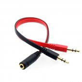 3.5 mm Dişi Aux 2 Mikrofon Kulaklık Girişli Aux Splitter Kablo - 2