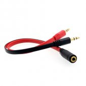 3.5 mm Dişi Aux 2 Mikrofon Kulaklık Girişli Aux Splitter Kablo - 4
