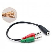 3.5 mm Dişi Aux 2 Mikrofon Kulaklık Girişli Aux Splitter Kablo - 5