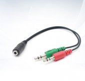 3.5 mm Dişi Aux 2 Mikrofon Kulaklık Girişli Aux Splitter Kablo - 6
