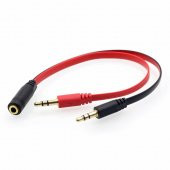 3.5 mm Dişi Aux 2 Mikrofon Kulaklık Girişli Aux Splitter Kablo - 8
