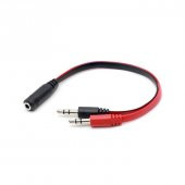 3.5 mm Dişi Aux 2 Mikrofon Kulaklık Girişli Aux Splitter Kablo - 9
