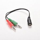 3.5 mm Dişi Aux 2 Mikrofon Kulaklık Girişli Aux Splitter Kablo - 10