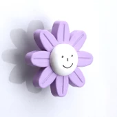 Plastik Papatya Kulp Lila Renk Mobilya Çoçuk Odası Kız Erkek Dolap Kapak Kulpu Çekmece Kulbu 1 ADET thumbnail 6