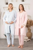 Bone 5905 Kadın Lohusa Viskon Klasik 3'lü Pijama Takımı - 4