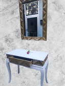 Dresuar Piramit MODEL90519 Kayın Lükens Ayak MDF Tabla Ve Ayna Gold Beyaz ElYapım thumbnail 4