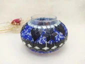Mozaik El İşçiliği Orta Boy 10 cm Lamba Camı Başlığı Mavi - 1