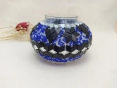 Mozaik El İşçiliği Orta Boy 10 cm Lamba Camı Başlığı Mavi - 4