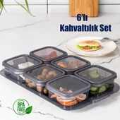 Porsima 2043 Tepsili Kahvaltılık Kapaklı Kahvaltılık 6 Bölmeli Sızdırmaz Kapaklı Bölmeli Füme thumbnail 1