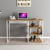SmartHome Plus Vira Metal Ayaklı Raflı Çalışma Masası - Atlantik Çam  / Beyaz - 2
