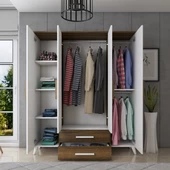 SmartHome Plus Sera 4 Kapaklı 2 Çekmeceli Gardırop - Atlantik Çam / Beyaz - 2