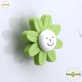 Plastik Papatya Kulp Yeşil Renk Mobilya Çoçuk Odası Kız Erkek Dolap Kapak Kulpu Çekmece Kulbu 1 ADET thumbnail 1