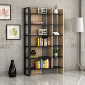 SmartHome Plus Meltem Metalli Kitaplık - Atlantik Çam / Siyah - 1