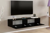 SmartHome Plus Alfa 2 Kapaklı 135 cm Duvara Monte Tv Ünitesi - Siyah - 2