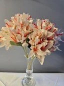 YASİMA KİREMİT 5 DALLI  MERCAN RENGİ ÇAN ÇİÇEĞİ 34 CM EL BUKETI VAZO ARANJMAN DEKOR ÇİÇEĞİ 1 adet thumbnail 6