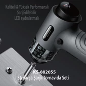 Kingsdun Sarjli Tornavida Seti 36 Parçali Manyetik Uç 5V 2500mAH - 2