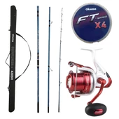 YekOutdoor Profesyonel Olta Seti Okuma Surfliner+ Surf 420cm 100-250gr 3 Parça Olta Kamışı&Okuma Wave X-8000 3+1BB Olta Makinesi - 1